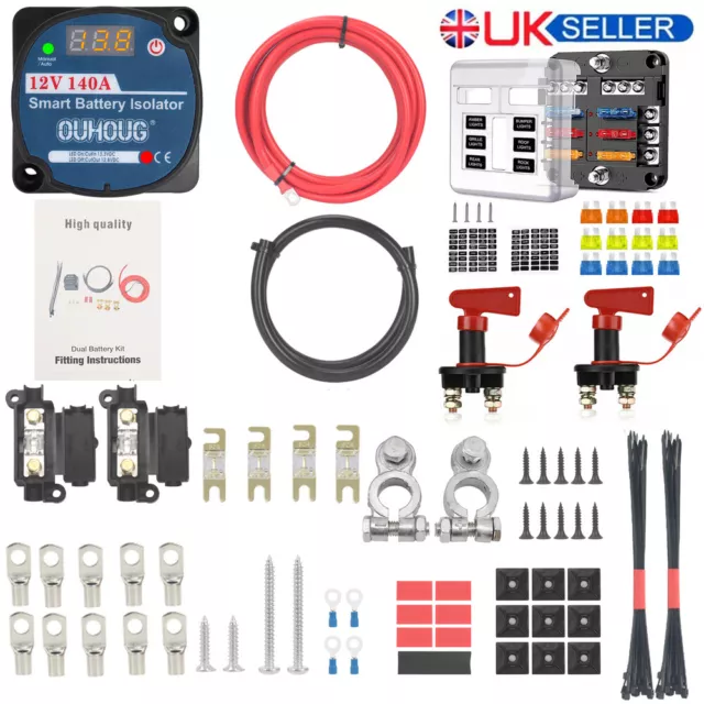 Split Charge Ready Made Battery Relay Kit 12V 140A Digital VSR Sense Camper Van 2