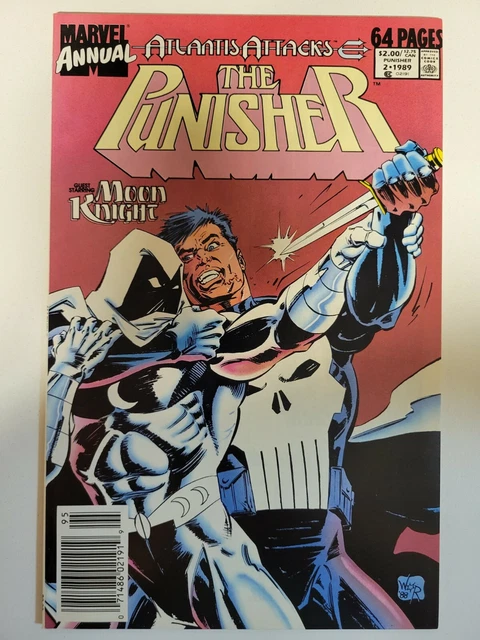 Punisher Annual #2 Marvel 1989 Newsstand 1st Punisher vs Moon Knight 9.2 NM-