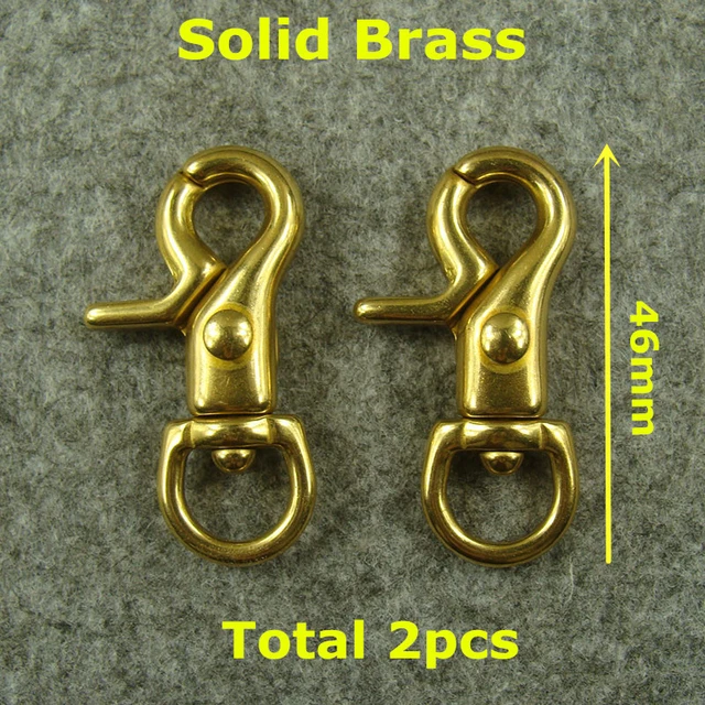 2pcs Brass Spring Snap Hook Bag Hooks Clasps Swivel eye Carabiner Keychains