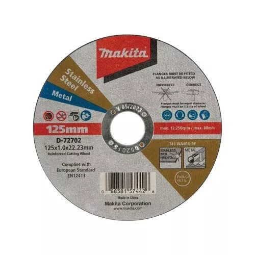 Makita 125 x 1 x 22.23mm Inox Cutting Disc - 50 Pack FREE POSTAGE