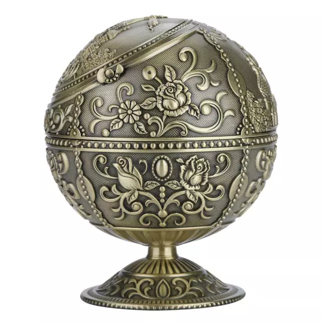 Vintage Art Craft Cendrier boule ronde en métal estampé motif décoration cadeau