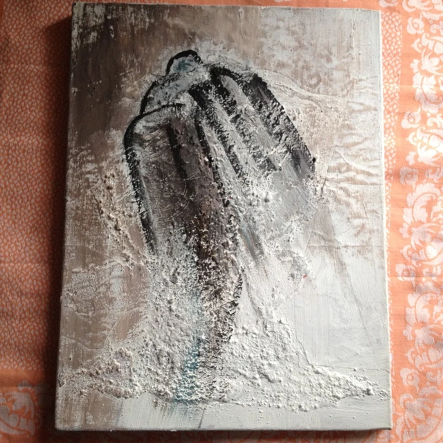 Sophie LEFAURE Mains Technique Mixte sur Toile Titrée au Dos