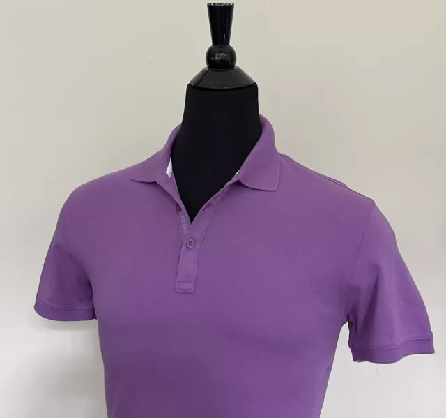 New HUGO BOSS Men's Polo Shirt XL Regular Fit Purple Jersey Cotton Logo Shirt 
