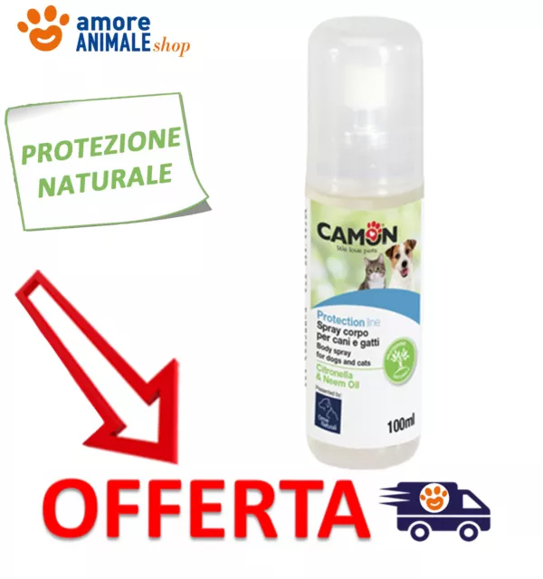 Camon Spray Corpo per Cani e Gatti con Citronella e Olio Neem 100 ml