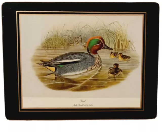 JOHN GOULD Duck Print Hard Place Mat "TEAL"  9"x 12" Lady Clare Made in England