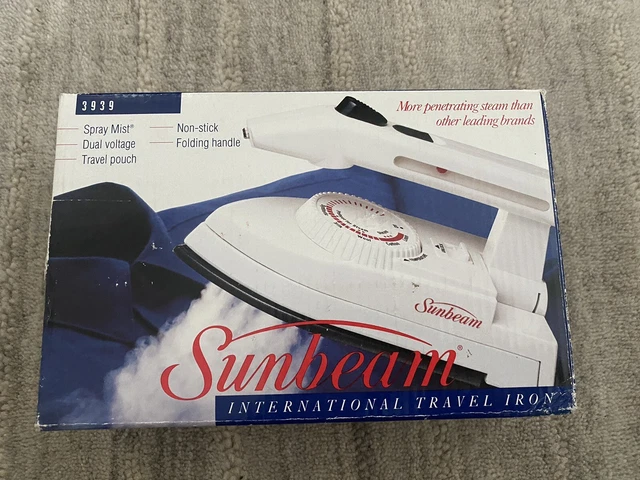 Foldable Travel Steam Iron, SUNBEAM Model 3939, Dual Voltage
