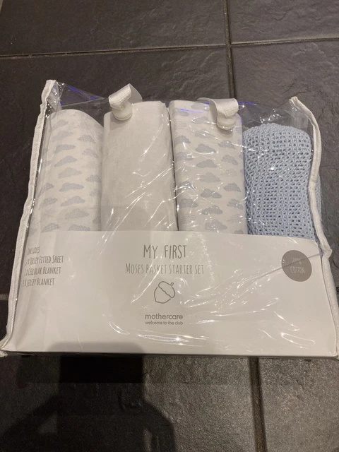 MOTHERCARE MOSES BASKET Sheets Starter Set Blue Boys 7.50