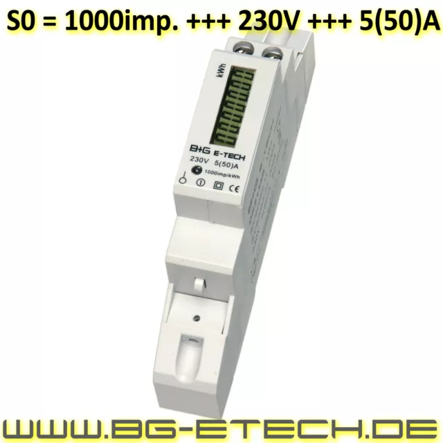 LCD Wechselstromzähler Stromzähler S0 LCD 5(50)A - B+G e-tech - DRS155D