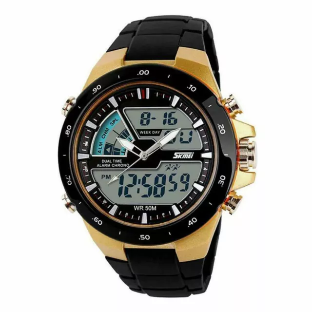 Herren Sport Military Digital Big Dial Datum Chronograph Analog Resin Armbanduhr