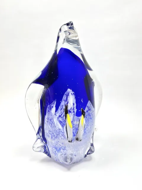 Vintage Murano Style Cobalt Blue Art Glass Penguin Figurine Decor Paperweight