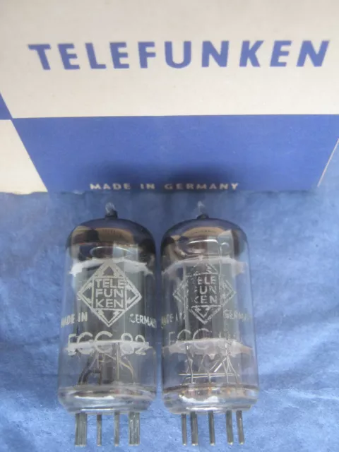 2x ECC82 / 12AU7 TELEFUNKEN tubes - RIBBED  plates - ECC 82 - 1955 / 1956