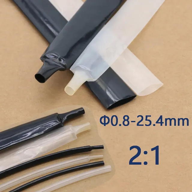 Φ0,8mm - 25,4mm 2:1 Schrumpfschlauch Tubing 1M/5M/10M Schwarz/Klar/Transparent