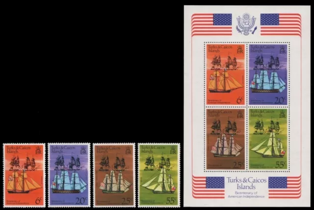 Turks- & Caicos 1976 - Mi-Nr. Mi.Nr. 353-356 & Bl 6 ** - MNH - Schiffe / Ships