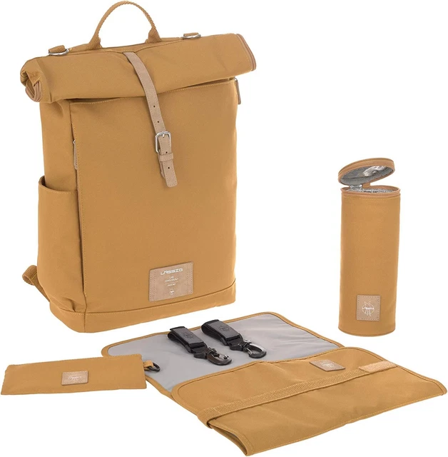 Lässig Bébé Sac à Dos Pliant Avec Matelas à Langer Curryfarbe