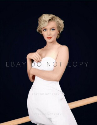 MARILYN MONROE IN WHITE rare PHOTO 1951 Forever Beautiful LARGE 11" + BONUS 4X6