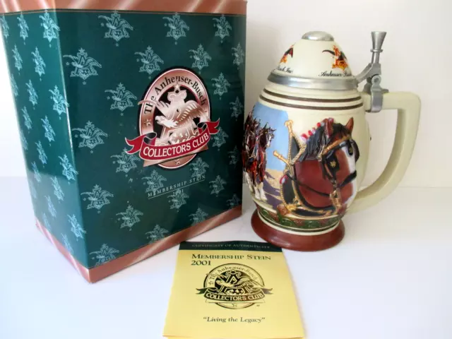 Anheuser Busch Budweiser Stein "Living the Legacy" CB17 2001 Membership Stein