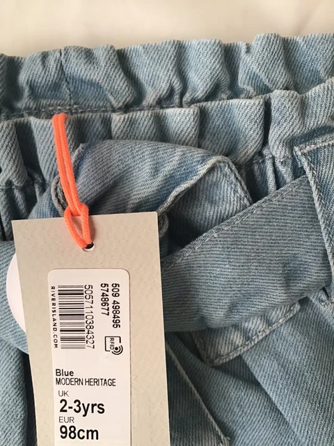 River island mini girls aged 2-3 years paperbag denim skirt outfit BNWT 9