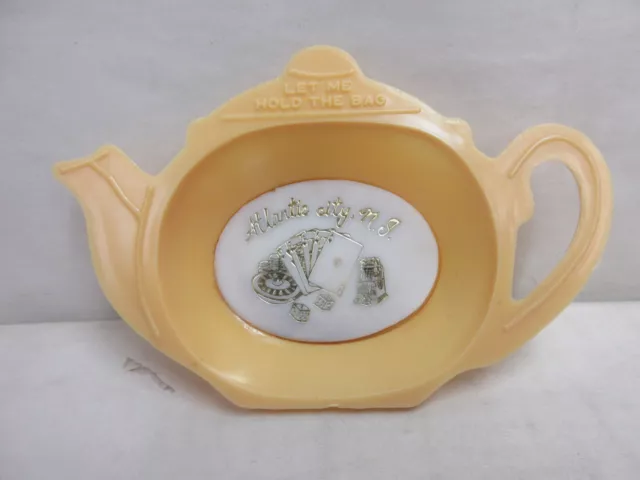 Tan Plastic Tea Pot Teapot Shaped Tea Bag Holder Tidy Atlantic City NJ