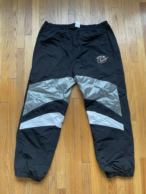 SUPREME NIKE WARM Up Track Pants SS19 Black Silver White Size L