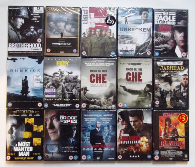 DVD Job Lot : 15 X War, Spy & Action Movies *New & Sealed* Dunkirk/Fury/ +more