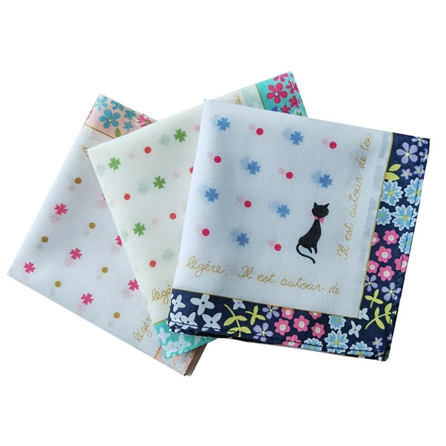 3x Mouchoirs en coton pour femme Bandanas à poche carrée Hanky