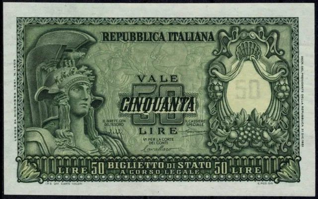 1951 - 12 - 31 der Republik Italienisch Geldschein Livre 50 Italien Maige