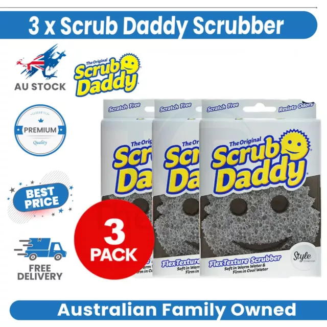 3x Scrub Daddy Scrubber Sponge Original Kitchen Household Bathroom Outdoor Use