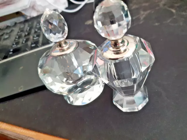 2 BOTELLAS PEQUEÑAS DE CRISTAL PERFUME TOCADOR 9CMS adornos gotero