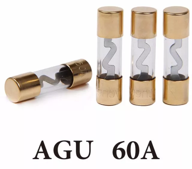 60A Agu-Sicherung pour Porte-Fusibles Fusible en Verre 4er Kit