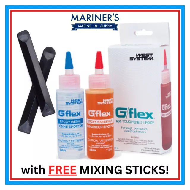 WEST SYSTEM G/Flex 650-8 Epoxy (2-4oz) With FREE Mixing Sticks !