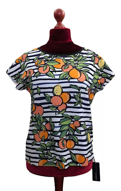 MARC CAIN süßes Sommershirt mit Orangen- und Zitronenmuster Gr. N 4 (40)