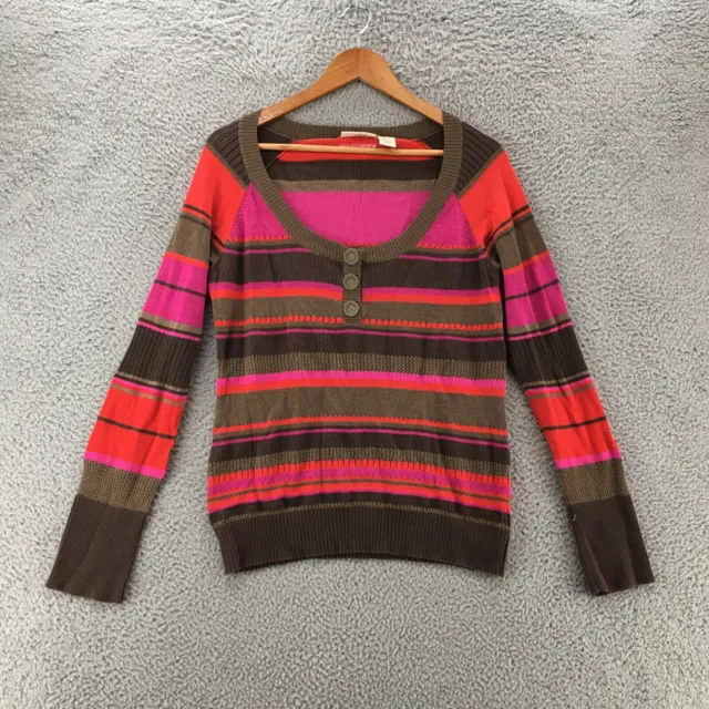 DKNY Jeans Pullover Sweater Womens Large Multicolor Striped Long Sleeve Knitted