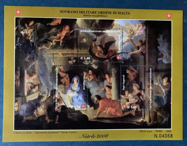 2008 SMOM ORDINE DI MALTA Natale Christmas  foglietto nuovo** MNH