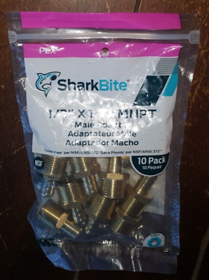 Adaptador macho SharkBite 1/2"" x 1/2"" 10 piezas - modelo #UC120LFA10