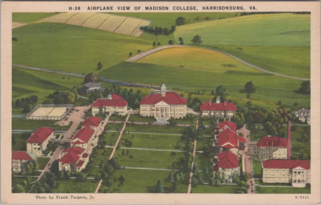 Postcard Airplane View Madison College Harrisonburg VA