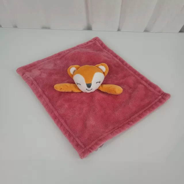 Babys First by Nemcor Plush Girl Fox Security Blanket Lovey Pink Orange