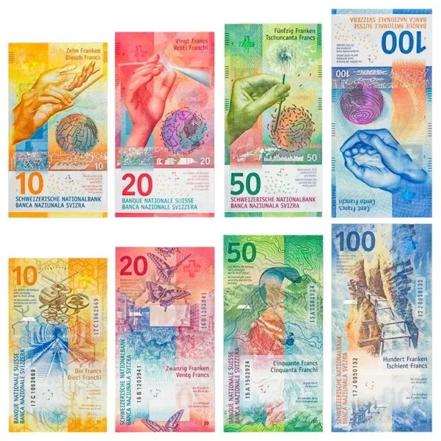 Set 4 PCS, Switzerland 10-100 Franken, 2015-20, Banknotes, UNC