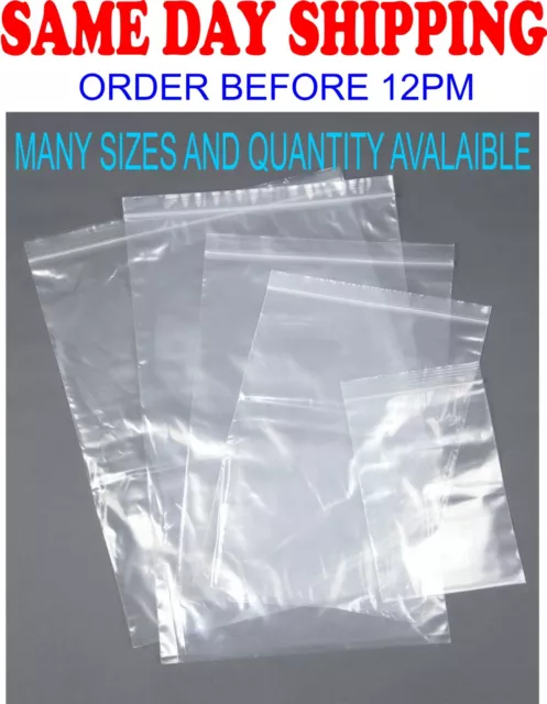 Clear Zip Seal Plastic Bags Jewelry Zipper Top Lock Reclosable Baggies 2 mil