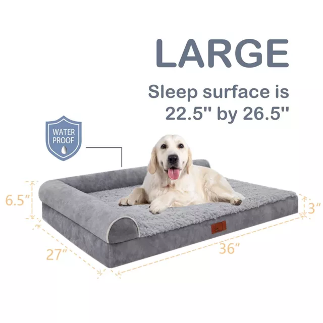Bolster Dog Bed Memory Foam Orthopedic L-Shape Dog beds Cozy Plush Dog Sofa