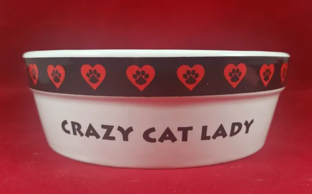 "CRAZY CAT LADY" FOOD WATER BOWL BY "SIGNATURE" NEW w/ PARTIAL STICKER  5" X 1.5