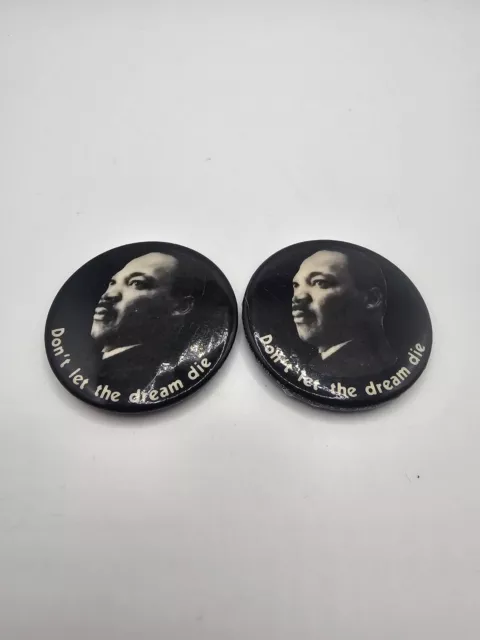 Vintage RARE Martin Luther King Jr Buttons "Dont Let The Dream Die" Lot Of 2