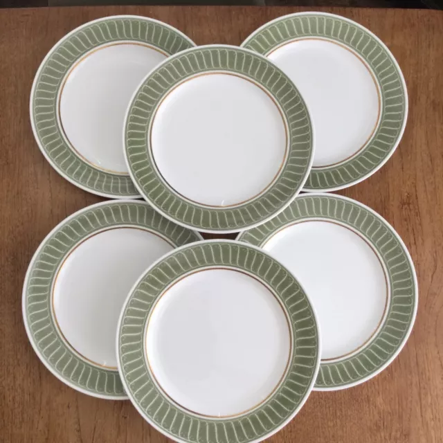 Susie Cooper for Wedgwood Palladian design. Green White Gold 6 x dinner plates.