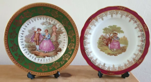 Vintage Limoges France Porcelain  Collectible Miniature Romantic Plates