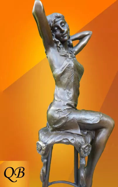 Art Deco Bronze Figurine Sculpture Statue Josephine Lady Figure Hot Cast Signed