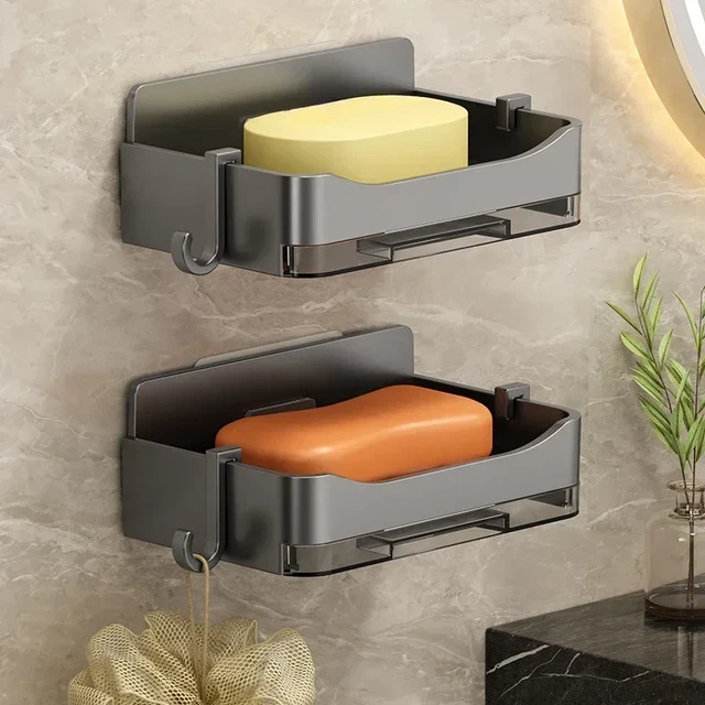 Wall Mounted Punch-free Soap Holder Dish Aluminum Drain Soap Box Wall Mounted Punch-free Soap Holder Dish Aluminum Drain Soap Box