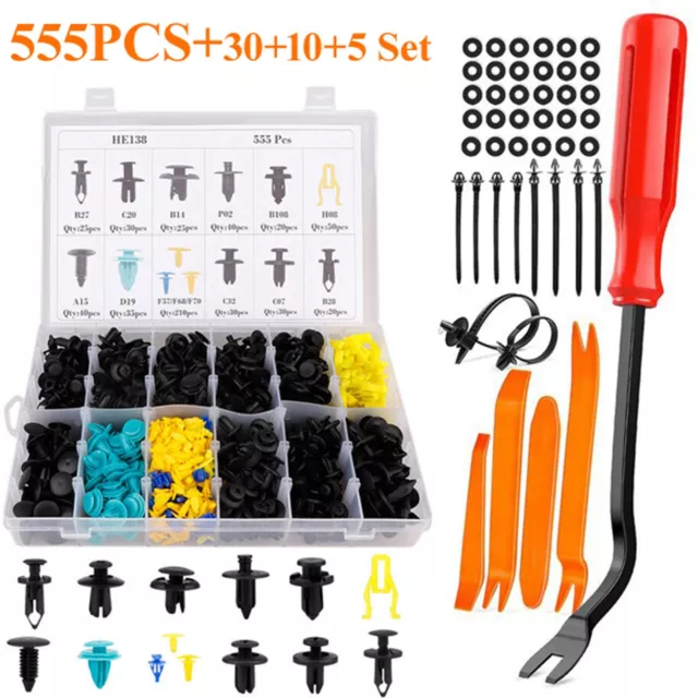 555 pcs Trim Clip Assortment Set Fender Retaining Retainer Grommet Clips Fixings