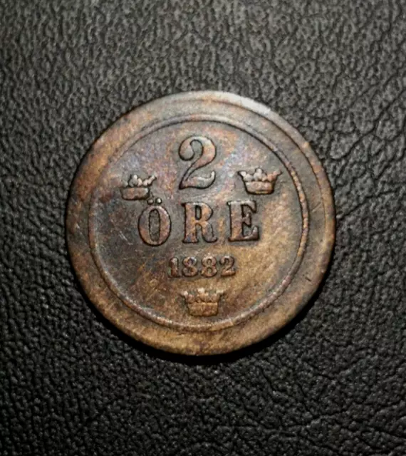 1882 Sweden 2 Ore coin - Beautiful Toning - Scarce Date -  #GC66