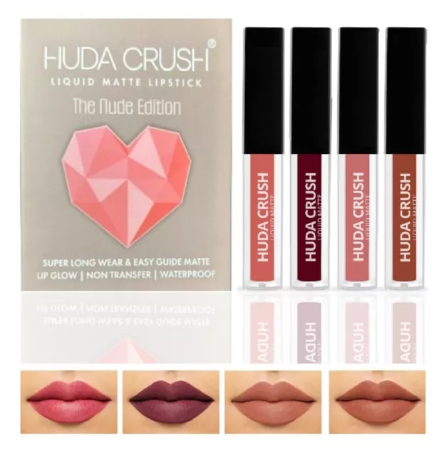 Huda Crush Waterproof Beauty Mini Edition Liquid Matte Lipstick Set Long Lasting