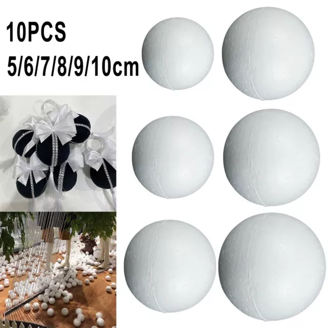 Solid Foam Balls for Crafts and Ornament Making Pack of 10 White 50mm and 100mm