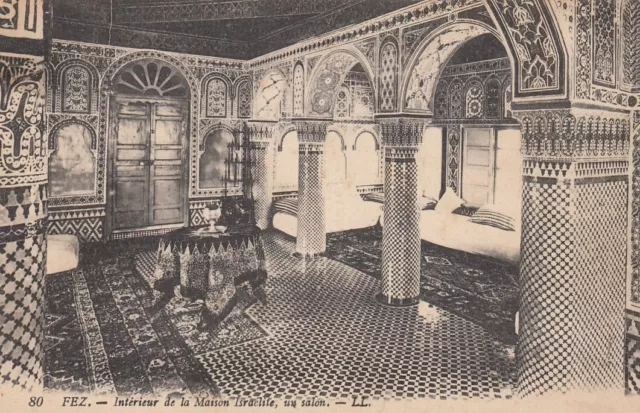 Judaica - Interior of Jewish House in Fez Maroc Morocco Old Postcard
